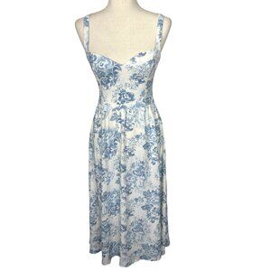 REFORMATION Nikita Midi Dress in Pompadour Blue Sz 6 EUC